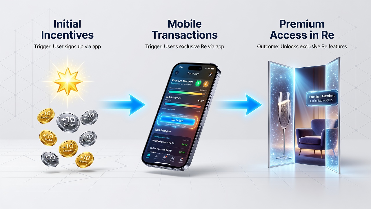 Infographic van mobiele transacties die leiden tot premium toegang in casino platforms