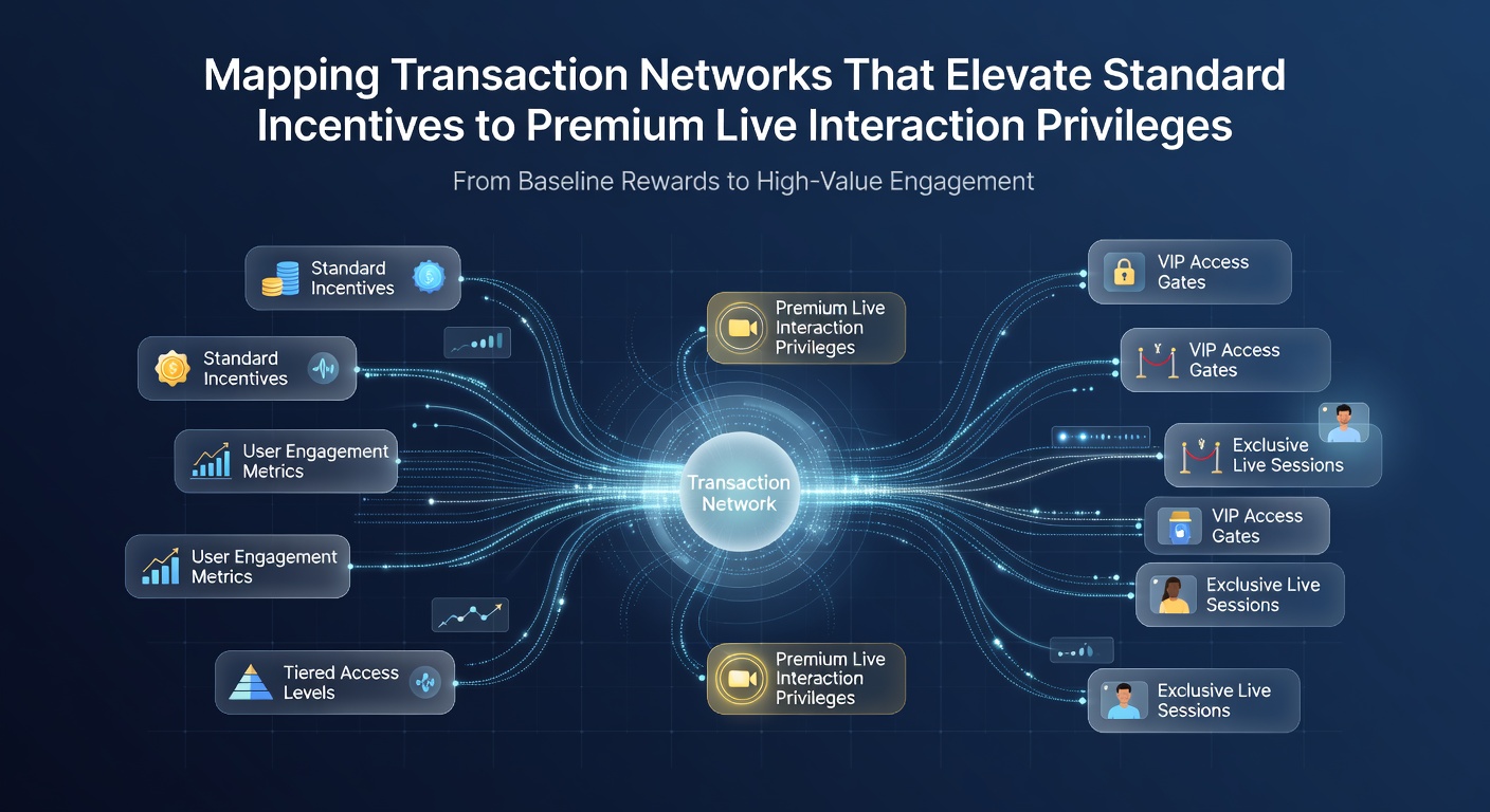 Mobiele app interface met transactienetwerk en VIP live privileges