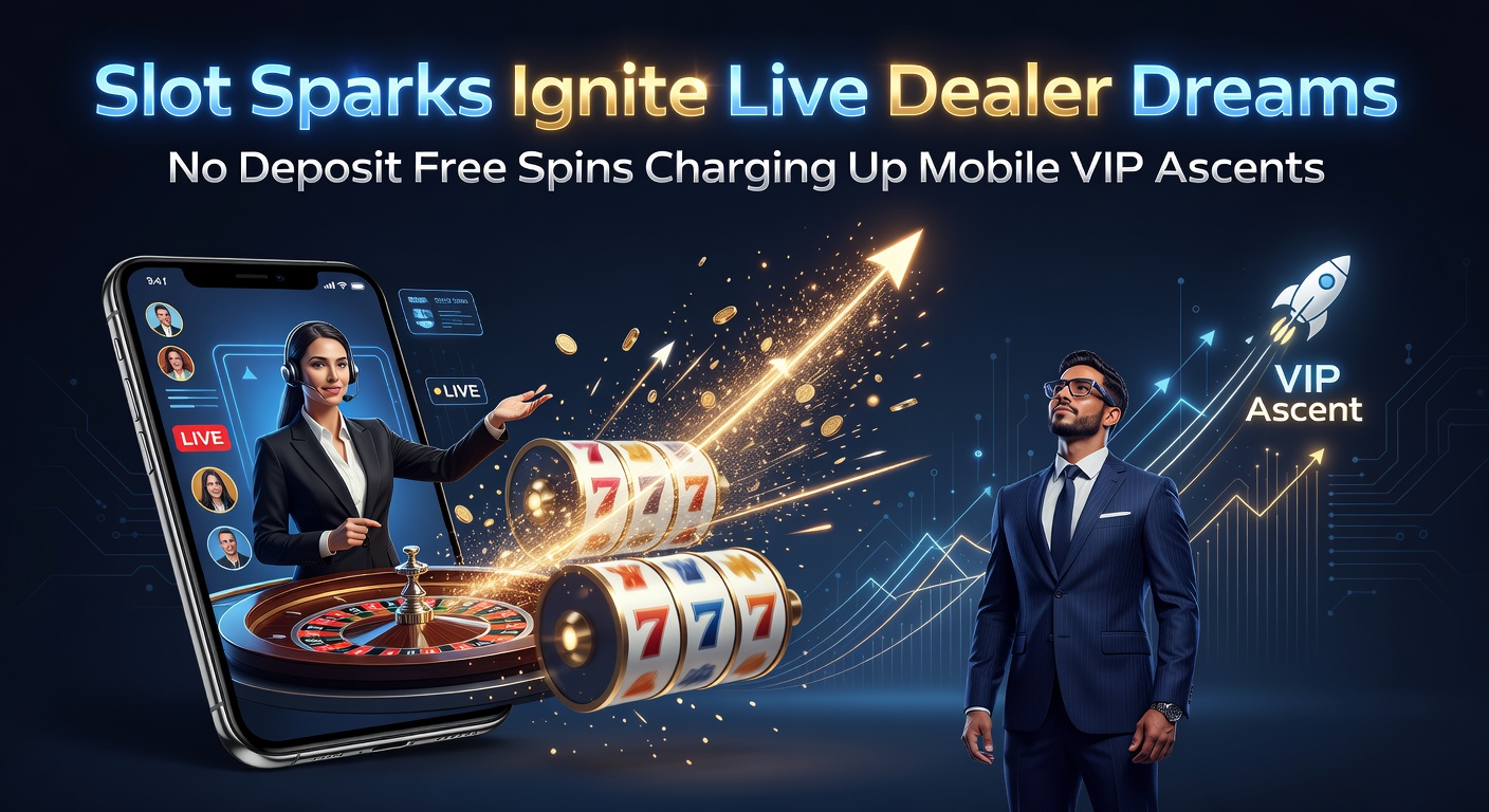 Slotmachine met fonkelende vonkjes die overgaan in een live dealer tafel op een mobiel scherm, symboliserend de transitie van gratis spins naar VIP live casino actie