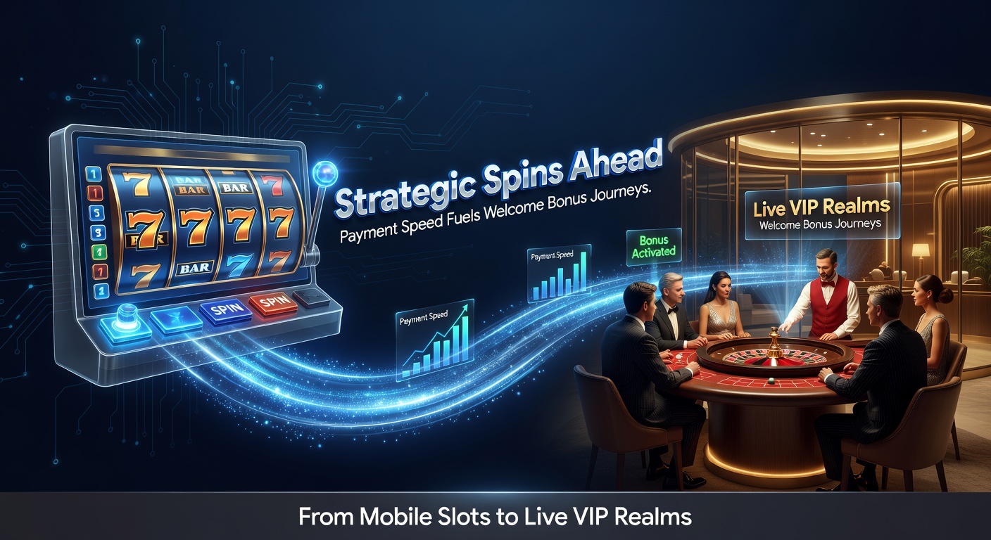 Mobiele slotschermen met snelle betaaliconen en live dealer tafels op de achtergrond, illustrerend de bonusreis